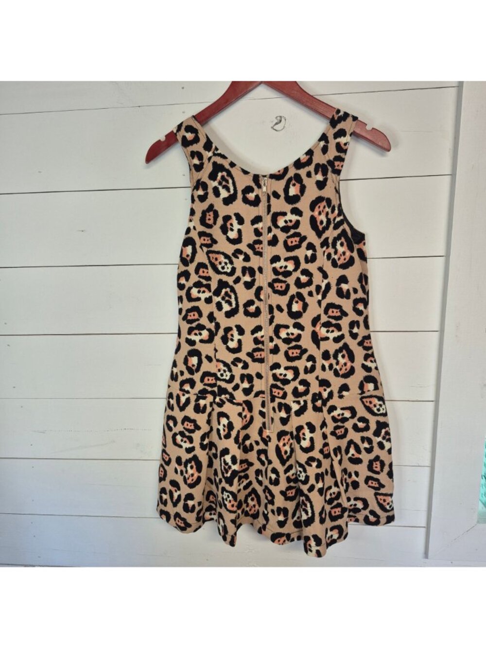 InLuv Leopard Print Sleeveless Mini Dress With Side Pockets Beige & Black Womens - Picture 7 of 8